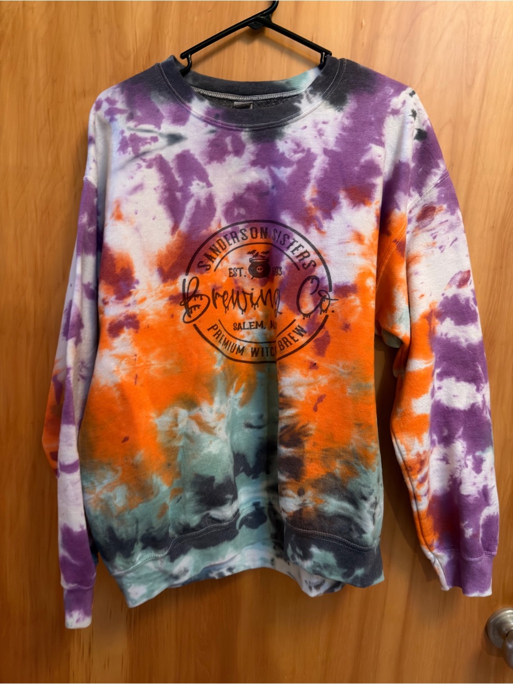 Tie-Dye Crewneck Sweatshirt - Purple/Orange/light green/black